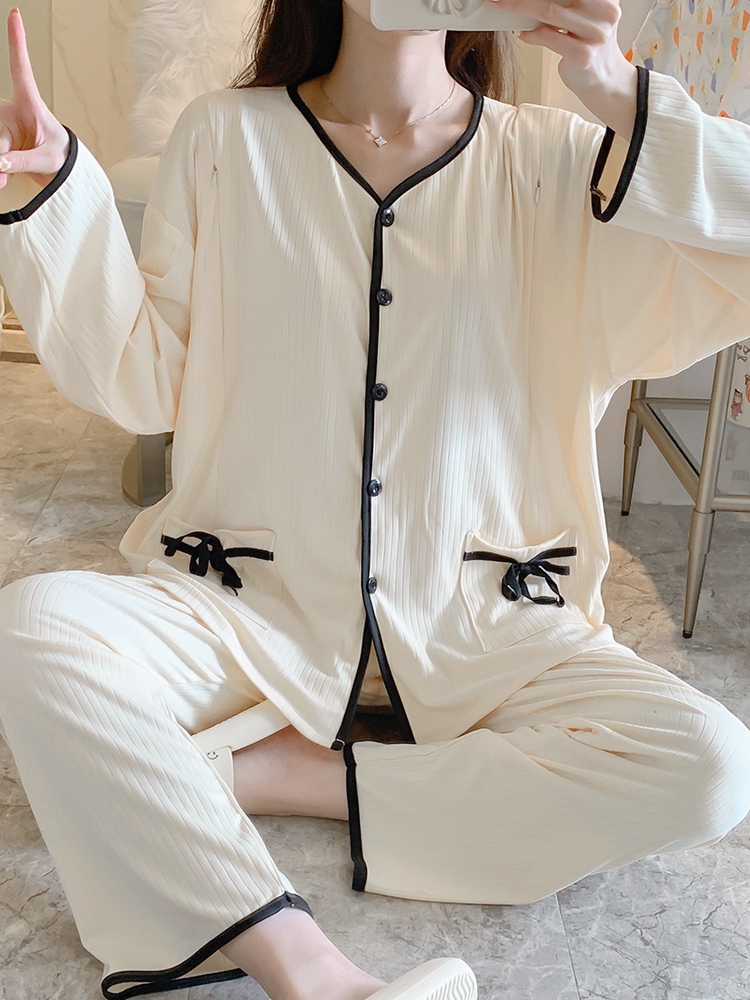 British Next kiss confinement clothing summer cotton postpartum thin section pregnant women spring loose breastfeeding pajamas