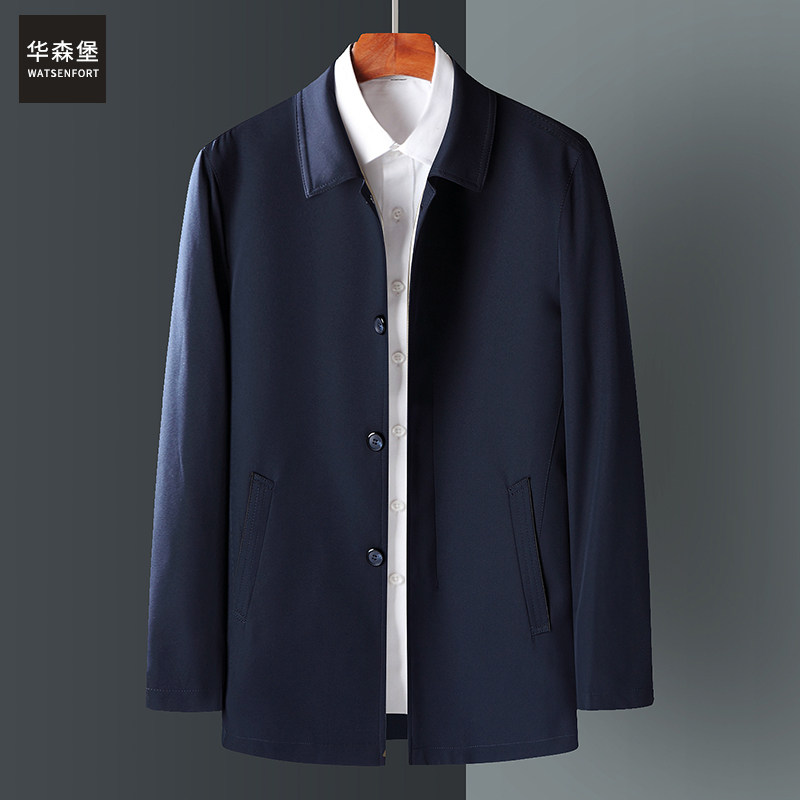 Dad's autumn clothes jacket male flip collar slim fit in the middle of the year old age spring daddy loaded coat grandpa dress in the middle of the year