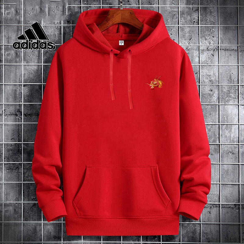 Adidas Red Sweatshirt Men's Spring New Year's Year of the Dragon Print Casual Cotton Top Sports Hooded Jacket Adidas Red Sweatshirt Men's Spring New Year's Year of the Dragon Print Casual Cotton Top Sports Hooded Jacket