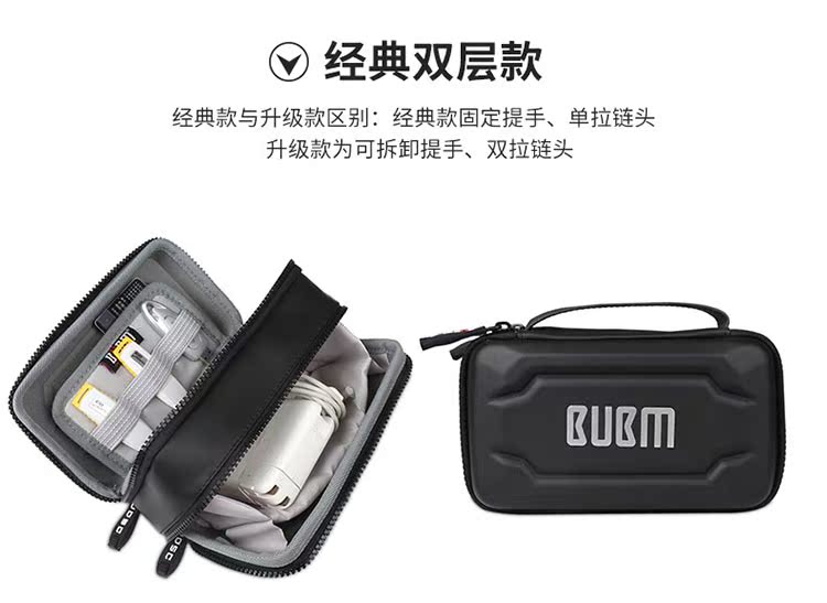 Bubm vỏ cứng lưu trữ kỹ thuật số túi chống sốc điện thoại di động sạc sạc sạc dữ liệu kho báu cáp không thấm nước đa chức năng lưu trữ hoàn thiện hộp di động U đĩa U lá chắn túi xách tay - Lưu trữ cho sản phẩm kỹ thuật số tui dung tai nghe