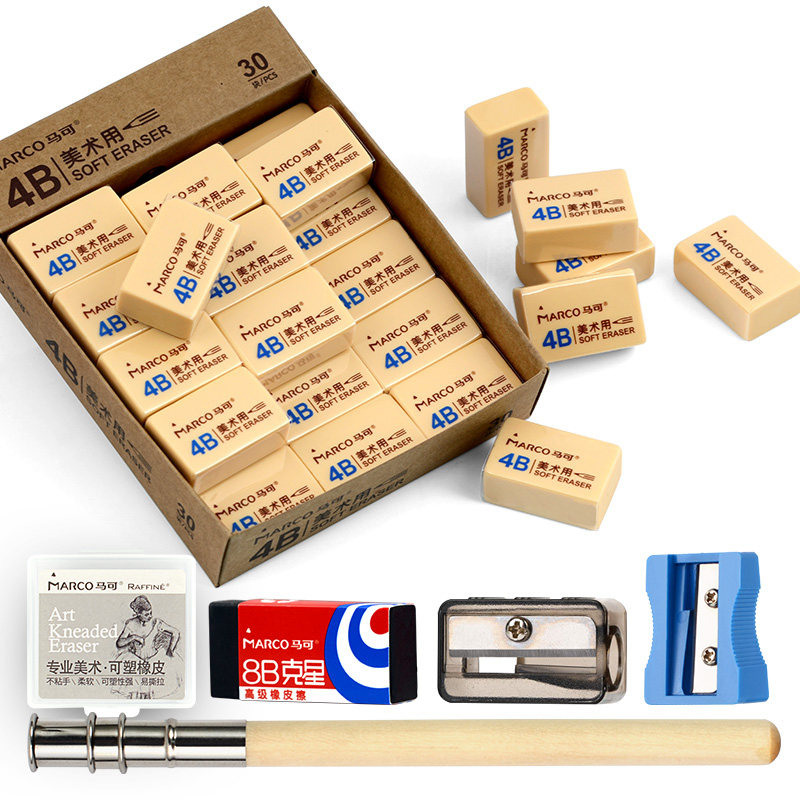 Marco Marco student Plastic eraser Write with eraser pencil Pencil Extender Color Pencil Painted Ben Sketching Pencil Colored Pencil Extender Drawing Pen Lengthener Stationery Accessories