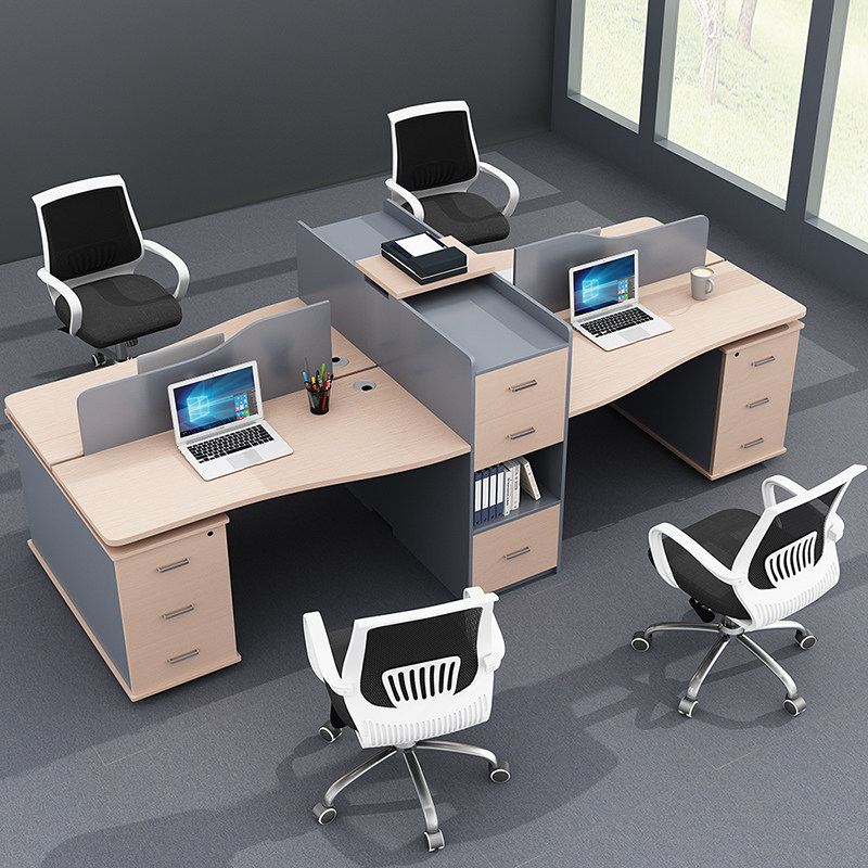 Staff Desk Brief Modern Biathlon Financial Computer Desk 4 Four Employees Table And Chairs Portfolio Office Furniture