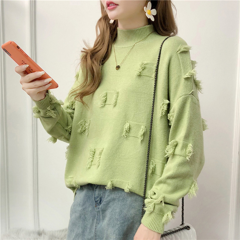 Very fairy sweater women loose 2021 new autumn and winter Korean version of lazy wind Joker pullover sweater jacket