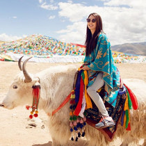 Tibet tourism autumn and winter womens imitation cashmere National Wind cloak thick scarf shawl dual-purpose warm