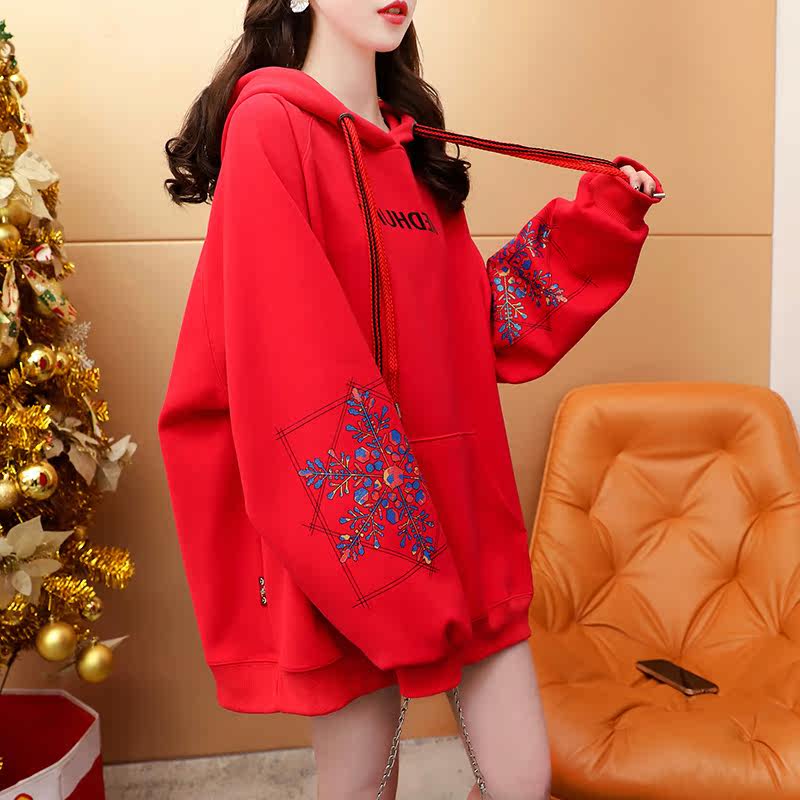 This Life Year Tiger Year Red Even Hat Sportswear 2022 Spring Autumn Dress Pregnant Women Foreign Pie Wear-less Loose Blouse Jacket Thin