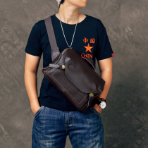 24th Street Original Retro Mens Thick Cowhide Shoulder Crossbody Bag Personalized Genuine Leather Niche Chest Bag Commuting Small Bag