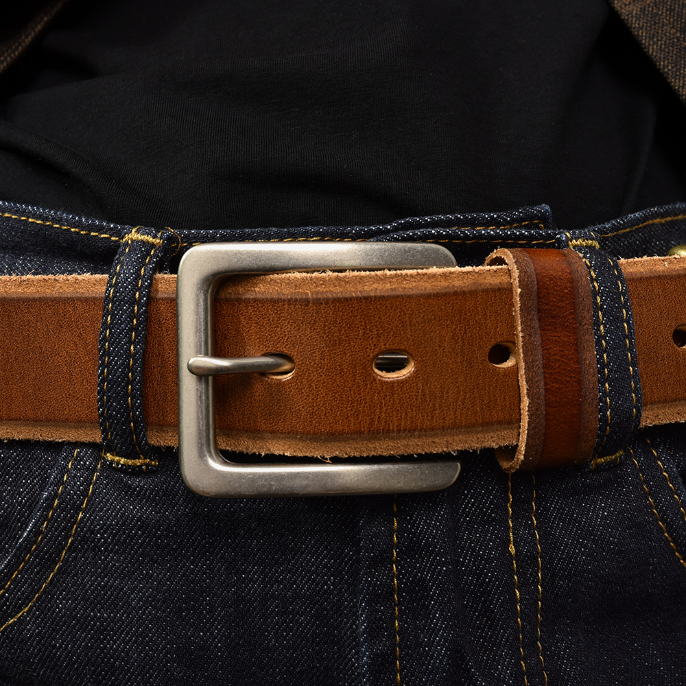 24th Street Personal Pearl Belt Men's leather pants with youth alloy button needle button jeans belt