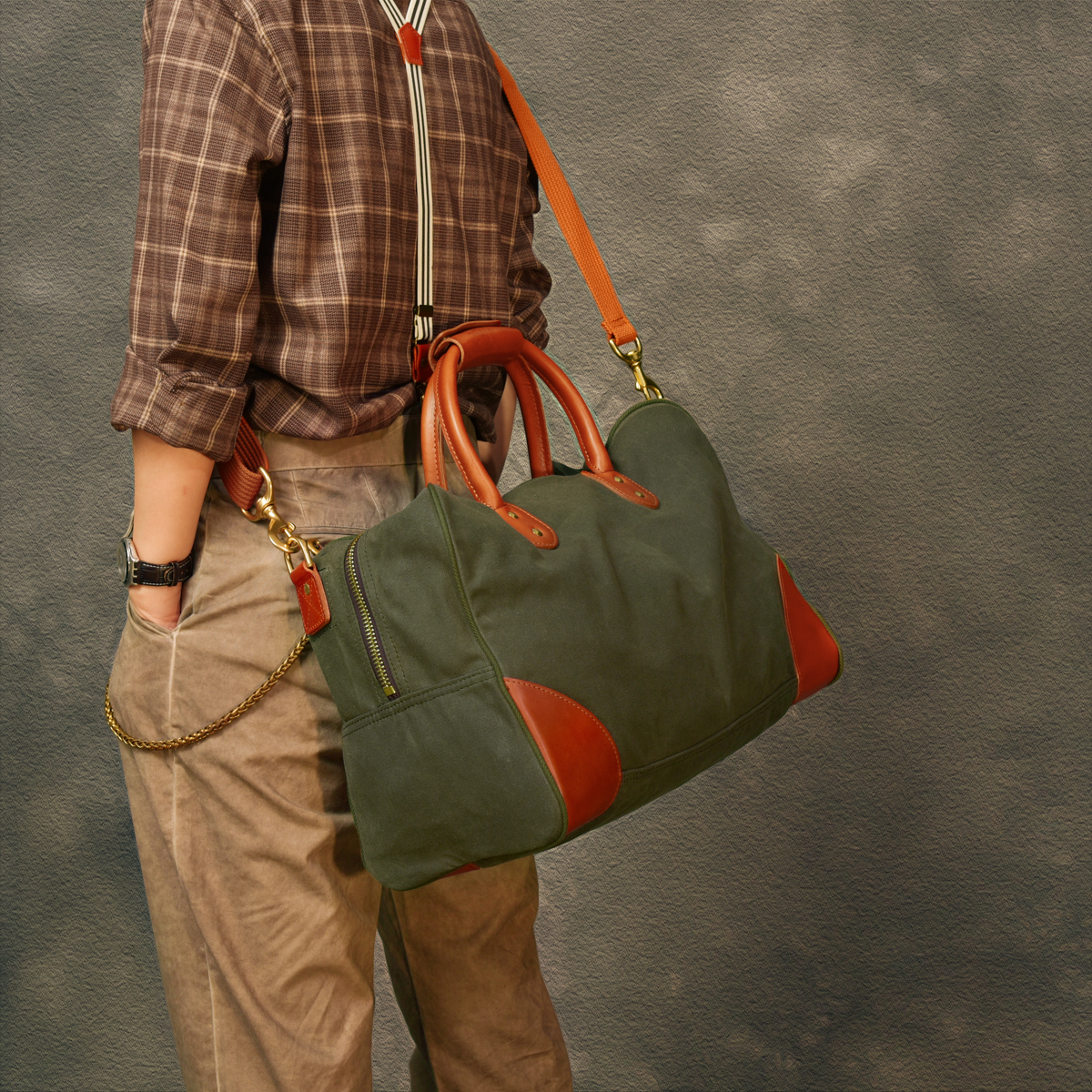 24 Street European And European Retro Oil Waxed Canvas Accessories Tree Paste Leather Hand Carry Travel Bag Men's Luggage Sports Bag