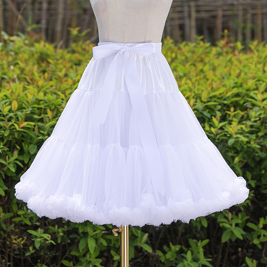 40厘米lolita洛丽塔白色纱裙超蓬暴力软纱无骨衬裙半身棉花云朵撑