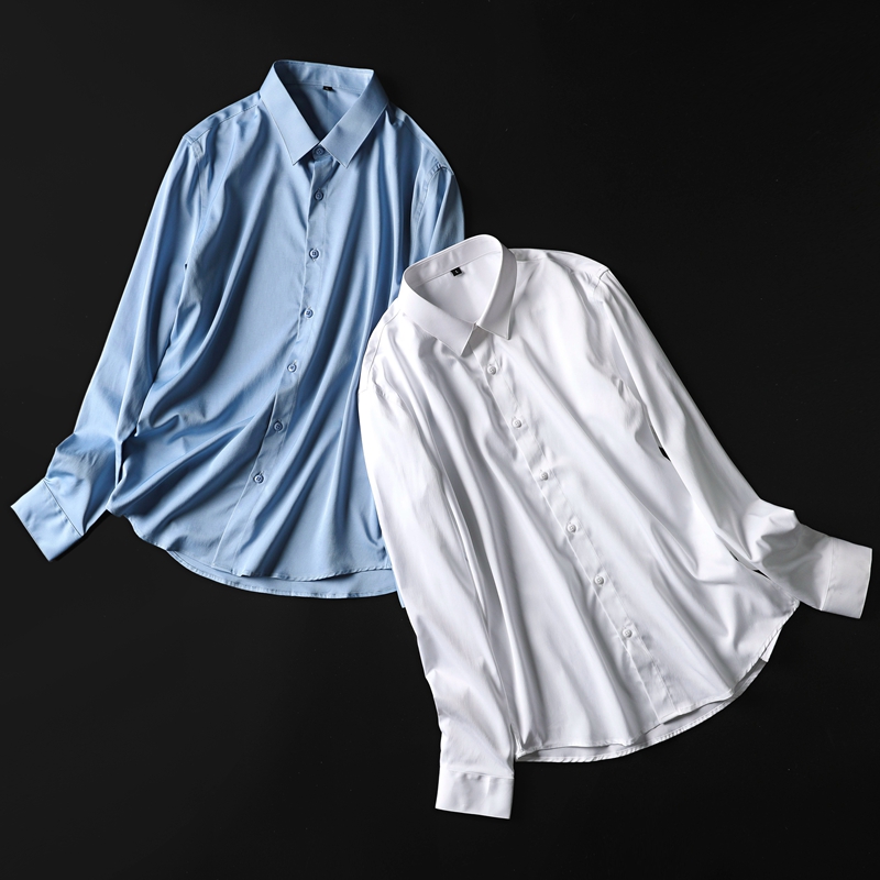 Multi-color long sleeve shirt men's 2020 autumn and winter new non-ironing mercerized fabric slim handsome wild solid color shirt