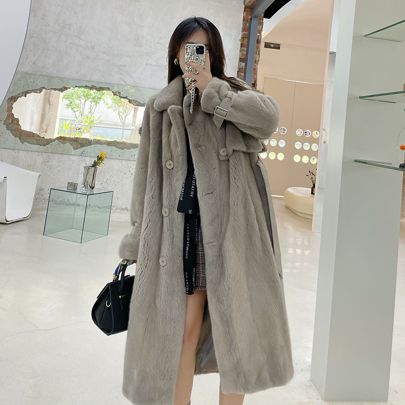 Mrs. Cold 2021 winter mink fur fur fashion medium - long - plate mink coat coat