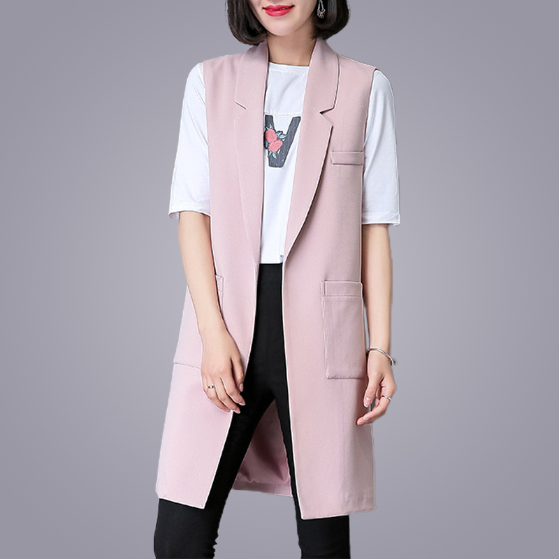 Suit vest vest female spring and autumn long fashion 2021 New sleeveless waistless Black Joker jacket jacket