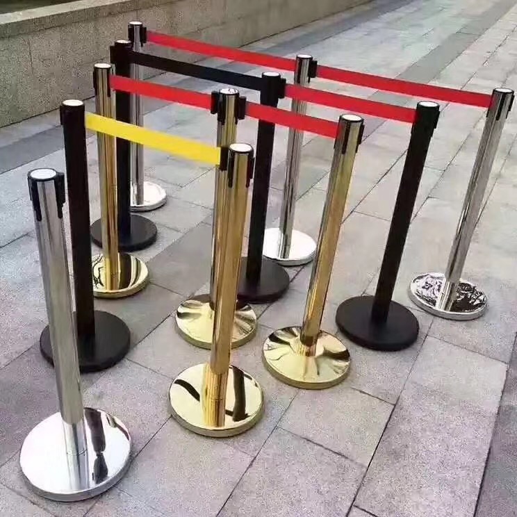 Isolation belt telescopic belt one meter line stainless steel railing safety warning fence queuing guardrail warning isolation line pile