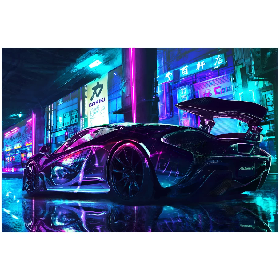 Постер игры Cyberpunk 2077, периферийное спортивное авто, металлический стиль, настенное стикер-комната, общежитие, спальня, декоративная картина