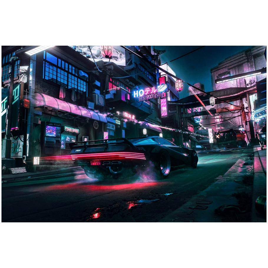 Постер игры Cyberpunk 2077, периферийное спортивное авто, металлический стиль, настенное стикер-комната, общежитие, спальня, декоративная картина