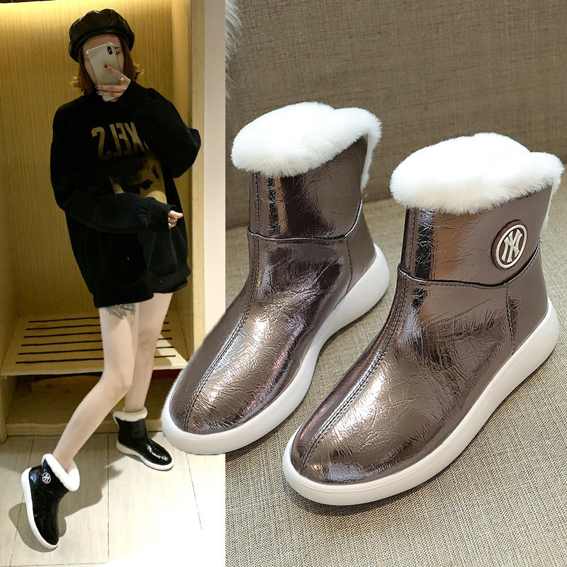 雪地靴女2019新款冬季百搭加绒保暖棉鞋网红秋季马丁靴瘦瘦棉靴款