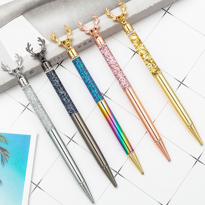 Small Deer Stray Sand Ballpoint Ball-point Pen OIL ATOM PEN UPSCALE SUB-WARHEAD OILY PEN FEMALE KOREA SMALL CLEAR NEW CUTE CARTOON MINIMALIST ONLINE RED INS UNIVERSITY HIGH SCHOOL JUNIOR HIGH SCHOOL STUDENT CREATIVE STATIONERY