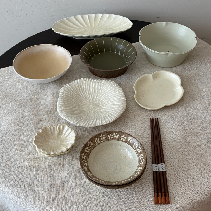 Zhangzhang's Store·【Guiheju】Two-Person Coarse Pottery Tableware Japanese Underglaze Color Retro Household Set Zhangzhang's Store·【Guiheju】Two-Person Coarse Pottery Tableware Japanese Underglaze Color Retro Household Set
