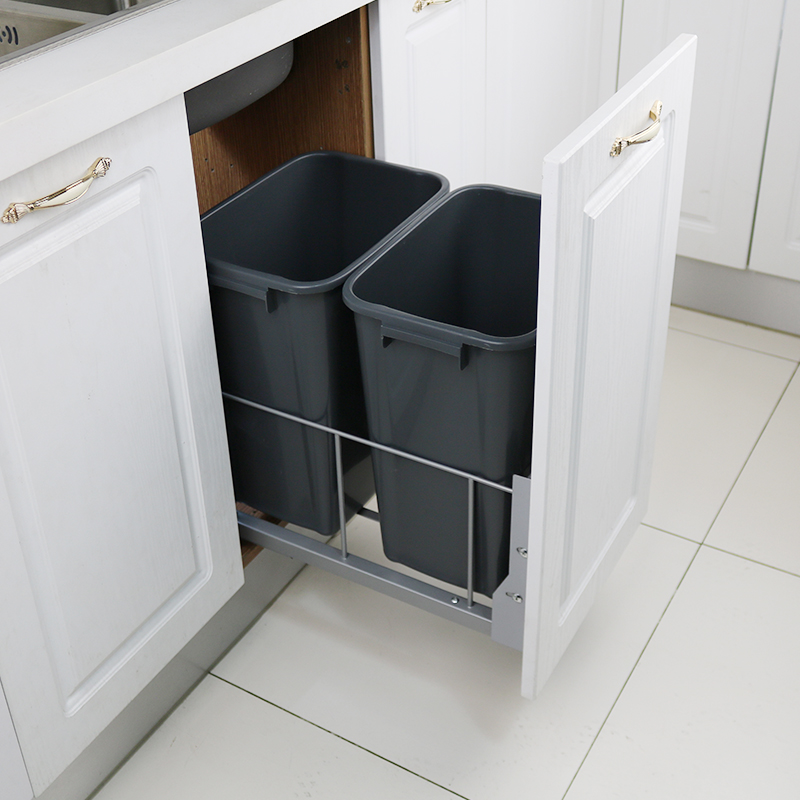 Kitchen high body pull-out embedded in hidden kitchen waste bin cupboard pull basket dry and wet separation Large number of doors Home-Taobao