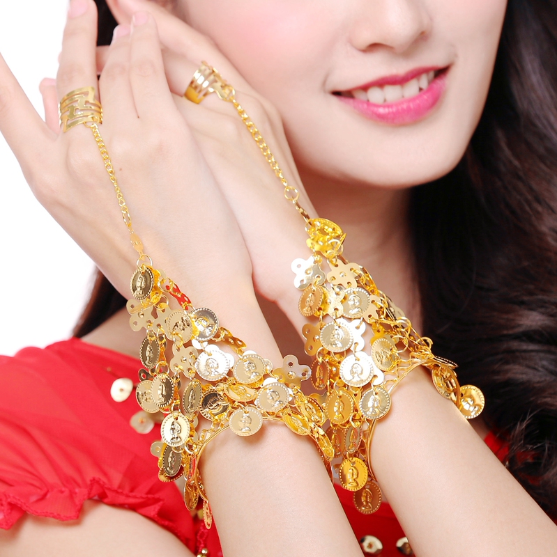 Belly Dance Costume Accessories Bracelet Indian Dance Ethnic Performance Accessories Jewelry Dance Ring Bracelet Finger Ring Bangle