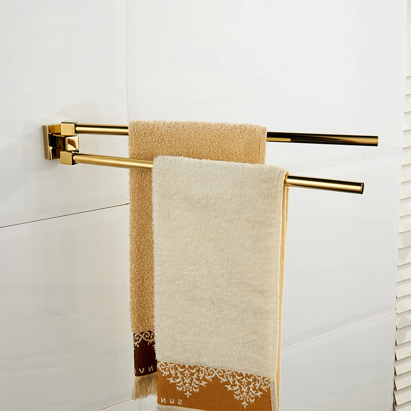 LAIER bathroom all copper gold towel rack rotating towel hanging bathroom hardware pendant simple movable rod