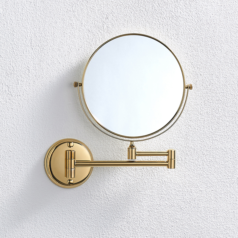 Lyle bathroom Copper European Gold beauty mirror Double-sided bathroom makeup mirror enlarged rotating powder room Wall-mounted