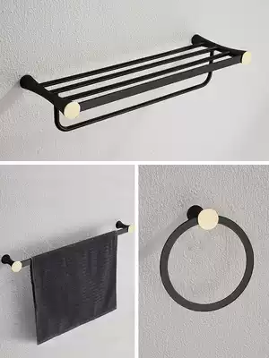 Laer bathroom full copper bath towel rack towel rack non-perforated black gold dressing room toilet bathroom rack pendant