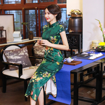 Extra-large code qipao womens 2022 long section Conspicuge Plus Fat Add to the fragrant Cloud Yarn Mother Temperament Retro China Wind Elegance