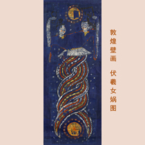 Dunhuang Mogao Grottoes Mural Fuxi Nuwa Picture Giclee Reproduction Ancient Buddhist Painting Study Drawings Hanging Scroll Mounting