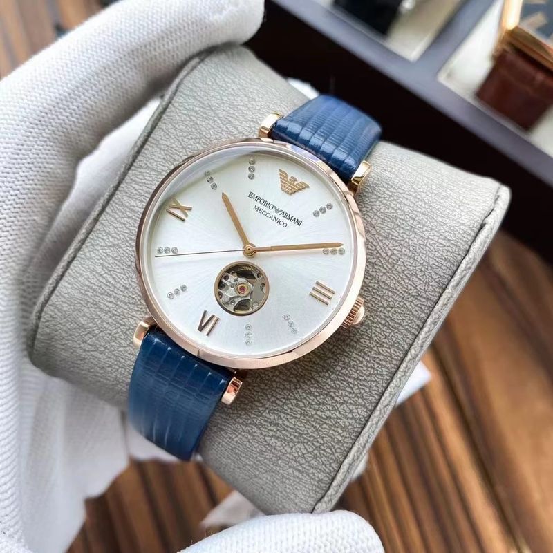 Armani watch women's watch EMPORIO ARMANI semi-hollow mechanical watch strap genuine AR60020