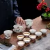 Bộ trà Kung Fu gaiwan sứ trắng xanh hộp quà đặt hoa sen ba loại mì hoa tùy chọn phong cách văn học tươi mới - Trà sứ