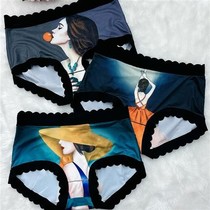 Buenpu womens three-piece ice silk underwear womens seamless mid-high waist sexy beauty picture large size summer mask