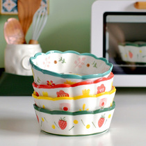 Healing European style fresh hand-painted plate fruit salad plate underglaze home dish refreshing tableware deep plate