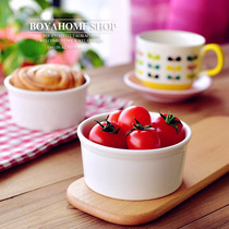 Ceramic simple Soufflé baking bowl Pure white pudding bowl Breakfast side dish bowl Sauce bowl Mustard bowl