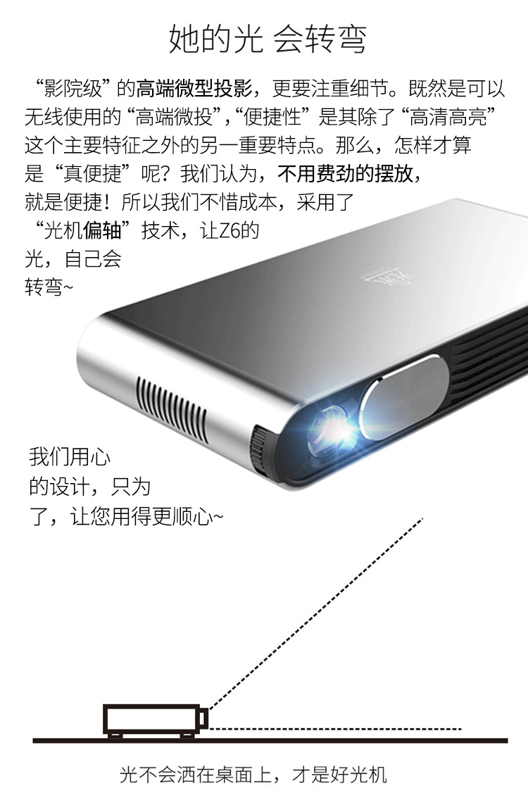 Máy chiếu điện thoại di động 3D Rui Shida Z6 Máy chiếu di động không dây nhỏ thông minh siêu nhỏ 4K độ phân giải cực cao tại nhà không có màn hình TV Ngoài trời văn phòng di động giảng dạy kinh doanh - Máy chiếu