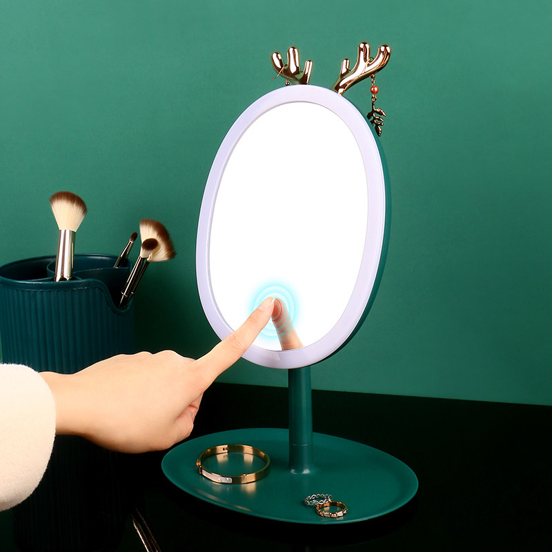 LED makeup mirror with lampstand style female net red desktop beauty make-up fill small mirror dorm folding portable vanity mirror