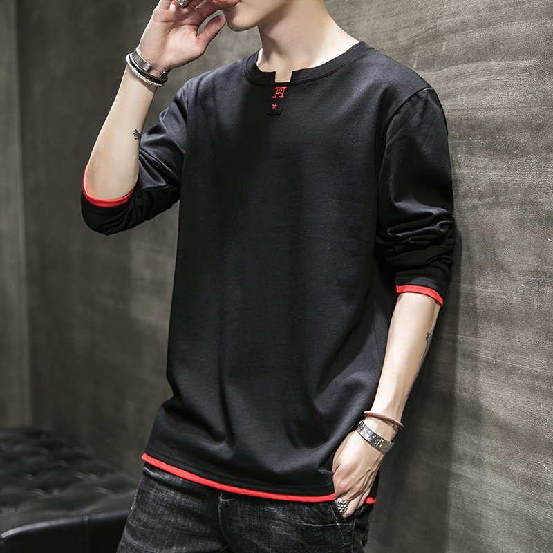 South Pole Man 2022 new Korean version Tide Card Undershirt Spring Round Neckline Clothes Tide Autumn Clothes Men Long Sleeve T-shirt D