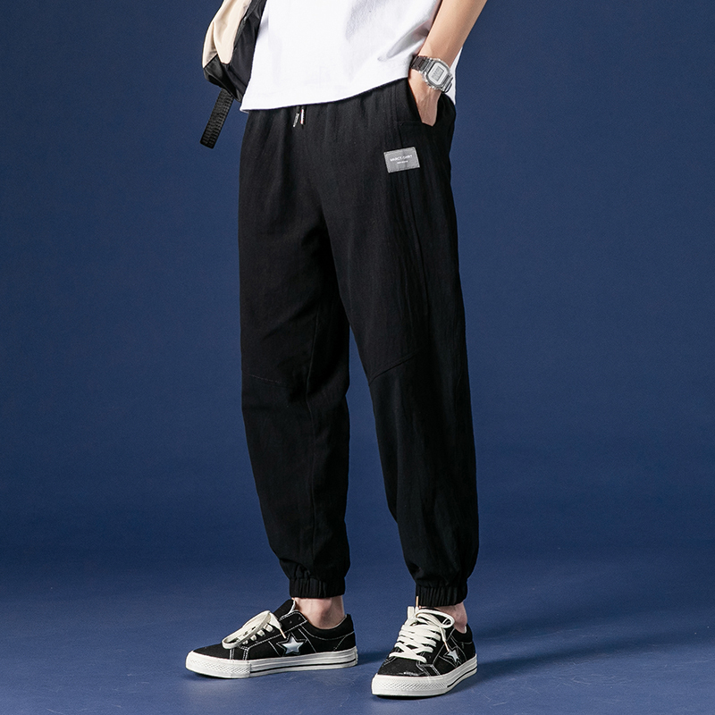 Casual pants men's Korean version of the trend spring new all-match sports beam foot tooling tide brand nine-point long pants male C