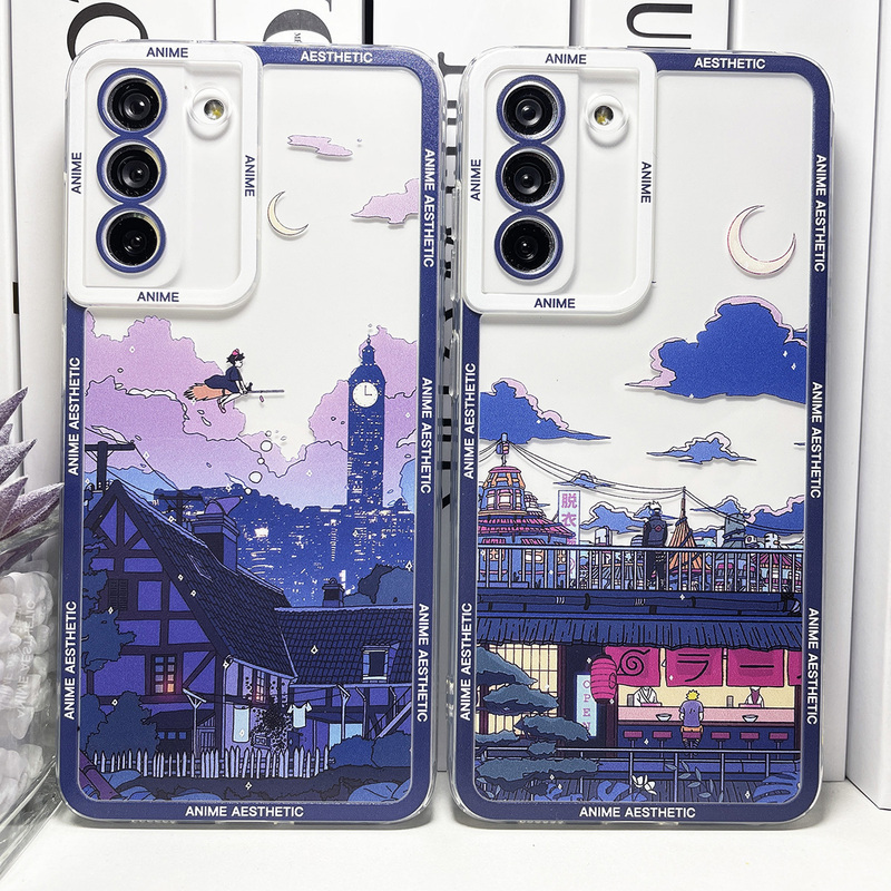 Suitable for Samsung S23 Ultra Phone Case Galaxy S24 Angel Eyes S23+ Advanced Anti-Drop S Series A54 a Series Soft Case Full-Cover Phone Case Anime Landscape Art