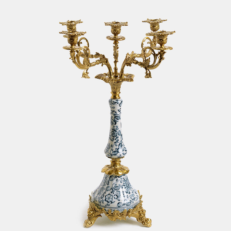 European court wind luxury ceramic copper laminated candlestick American style house accessories home soft installation