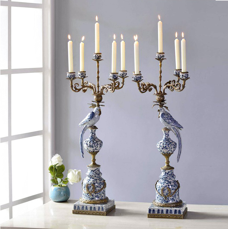 Eurostyle Home Creative Ceramics accessories Bronze Parrot Candle Holders American Genguan Villa Swing with Decorative Fireplace Handiwork-Taobao