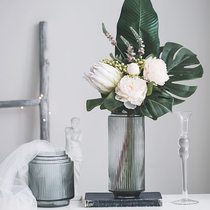 Nordic glass transparent vase Household dried flowers flower arrangement flowers Hydroponic flower living room dining table ornaments Decorative vase
