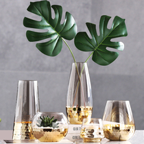 Nordic Golden glass vase transparent creative home restaurant flower arrangement Hydroponic desktop indoor flower soft decoration