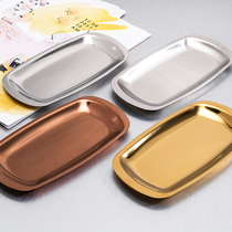 Korean Stainless Steel Square Dish Grilled Dish Snack Plate breakfast plate Creative Cake Snack dish Dish Matching Dish