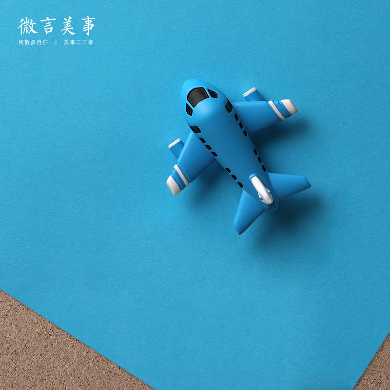 Space Blue Aircraft Pin Personality Felt Cork Decoration Refrigerator with strong magnetic sticker