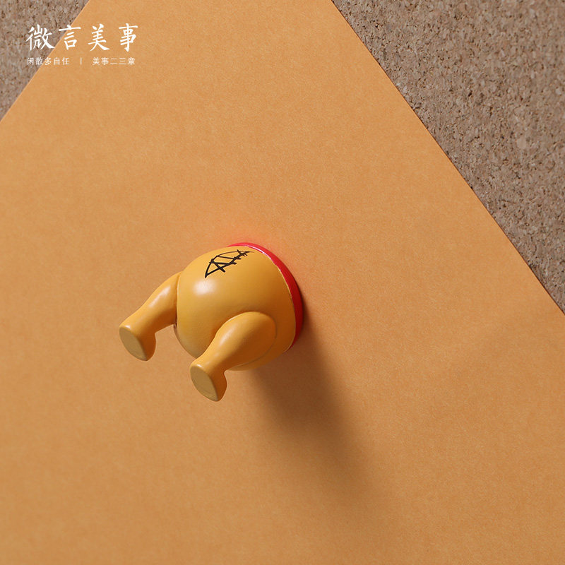 Cartoon Bear Picture Nail Cartoon Cute Press Nail Personality Creative Soft Wooden Board Decoration Message Stick Magnet Magnetic Buckle