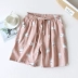 Cặp đôi Nhật Bản đồ ngủ nam và nữ mùa hè cotton gạc mỏng quần năm điểm quần short đi biển mùa hè quần ở nhà - Quần tây