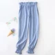 Nữ pyjama quần cotton dệt kim mùa xuân và mùa thu mùa hè quần cotton mặc nhà cộng với size tháng quần phim hoạt hình lỏng lẻo - Quần tây