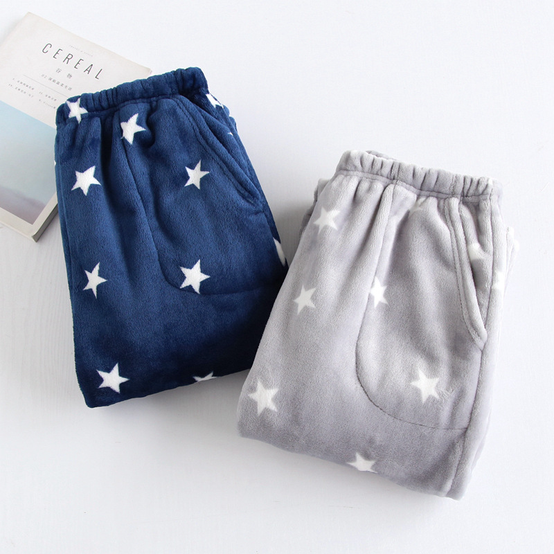Mùa đông flannel đàn ông và phụ nữ quần ngủ dày ấm lỏng lỏng kích thước lớn nước nhung san hô lông cừu nhà quần đóng cửa quần âu nam