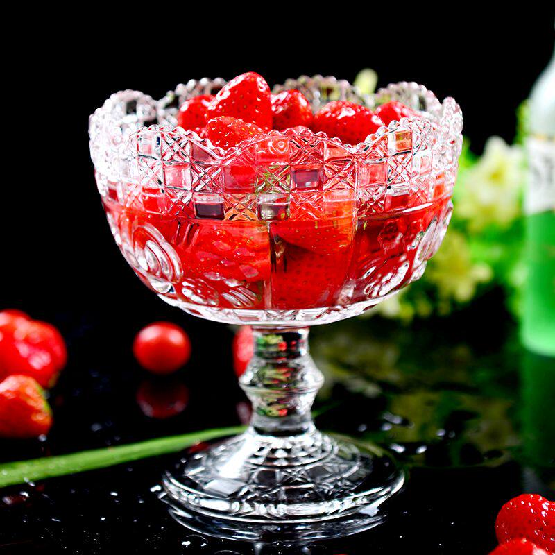 Eurostyle Upscale Home Unleaded Crystal Glass High Foot Fruit Dish Dried Fruit Dish Fruits Bowls Melon Seeds Zero Food Pastry Dish